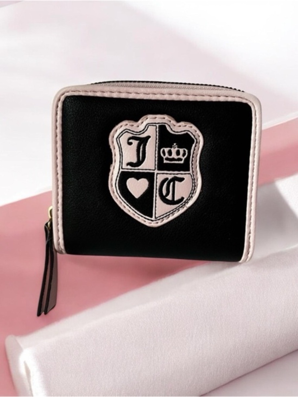 Juicy Couture Black and Pink Logo Wallet